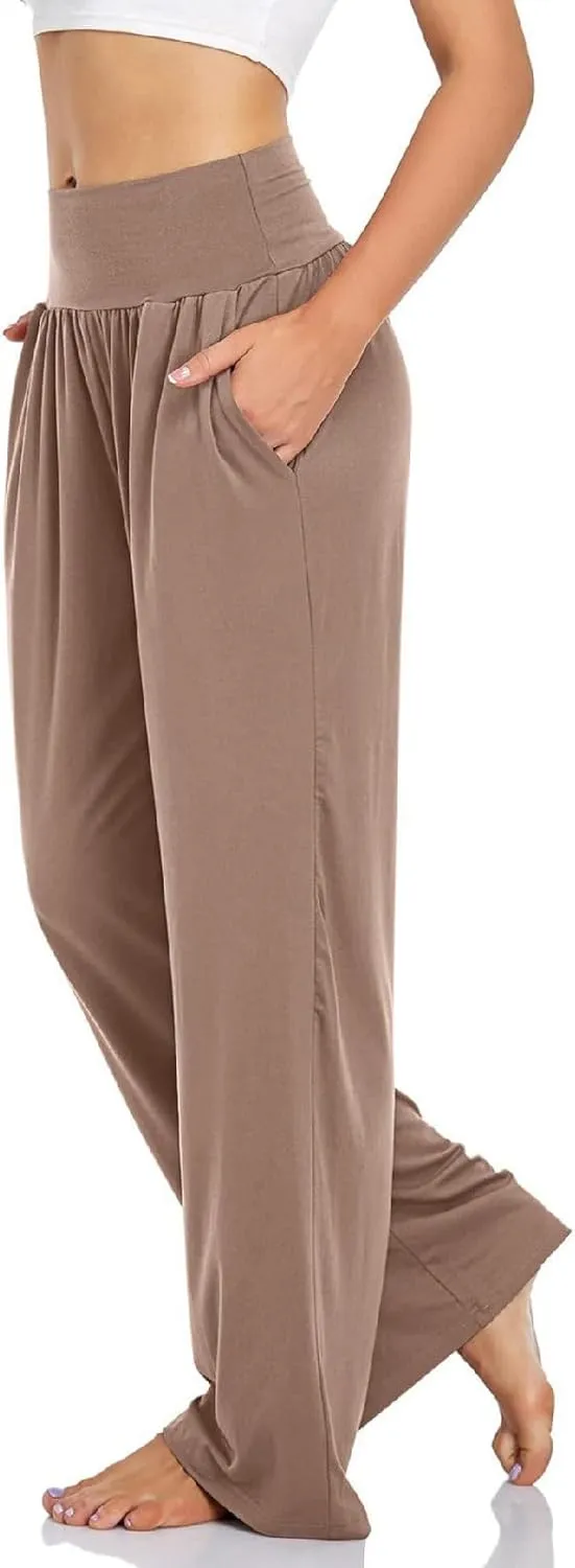 ZWRXW Wide Leg Yoga Pants for Women High Waisted Comfy Casual Loose Sweatpants Athletic Lounge Pants Trousers with Pockets